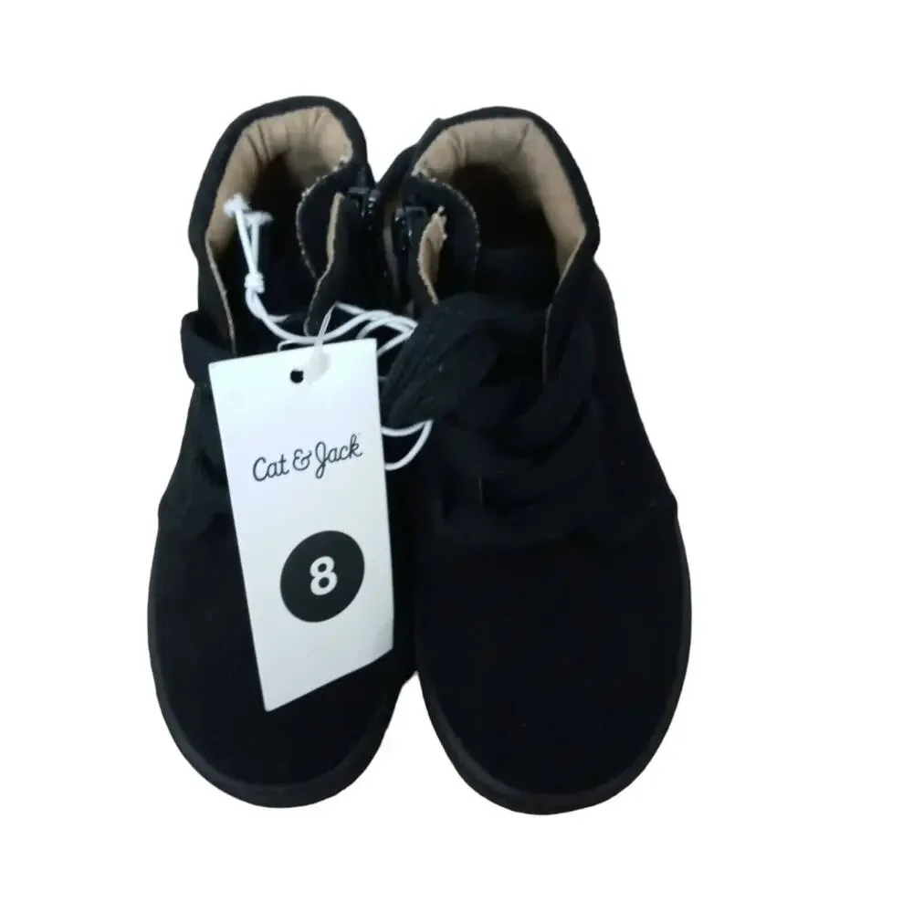 Cat Jack Toddler Boys Size 8 Black Mid Top Sneakers Boots Dress Casual Shoes